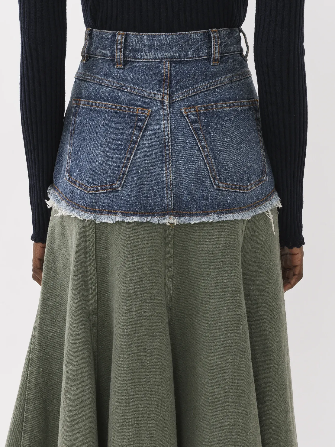 Denim-Chloé Jupe Longue Evasee Blue - Green 1