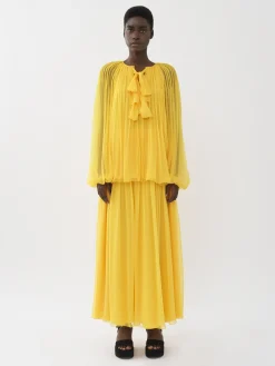 Jupes-Chloé Jupe Maxi Plissee Dark Honey