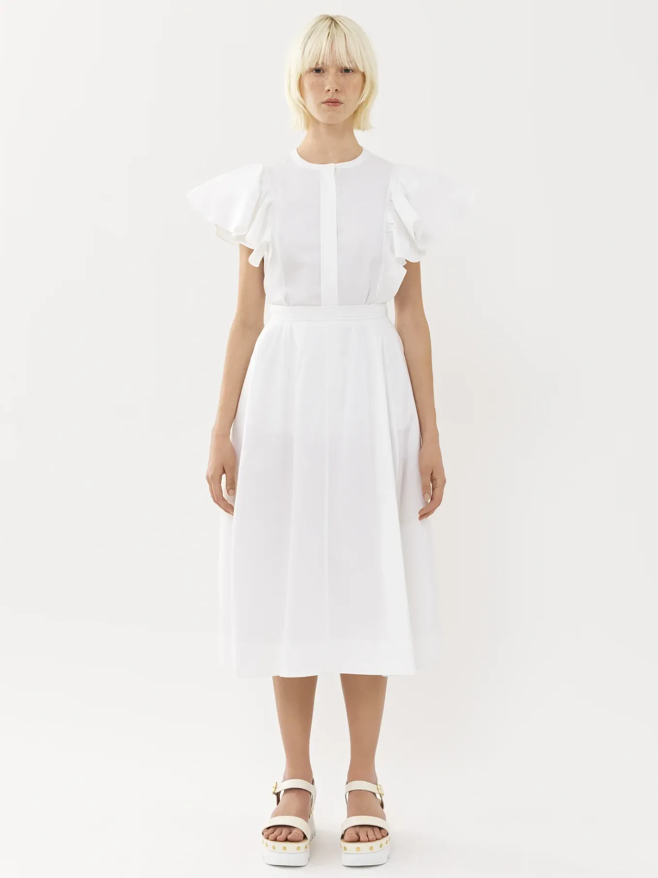 Jupes-Chloé Jupe Midi Boule Blanc