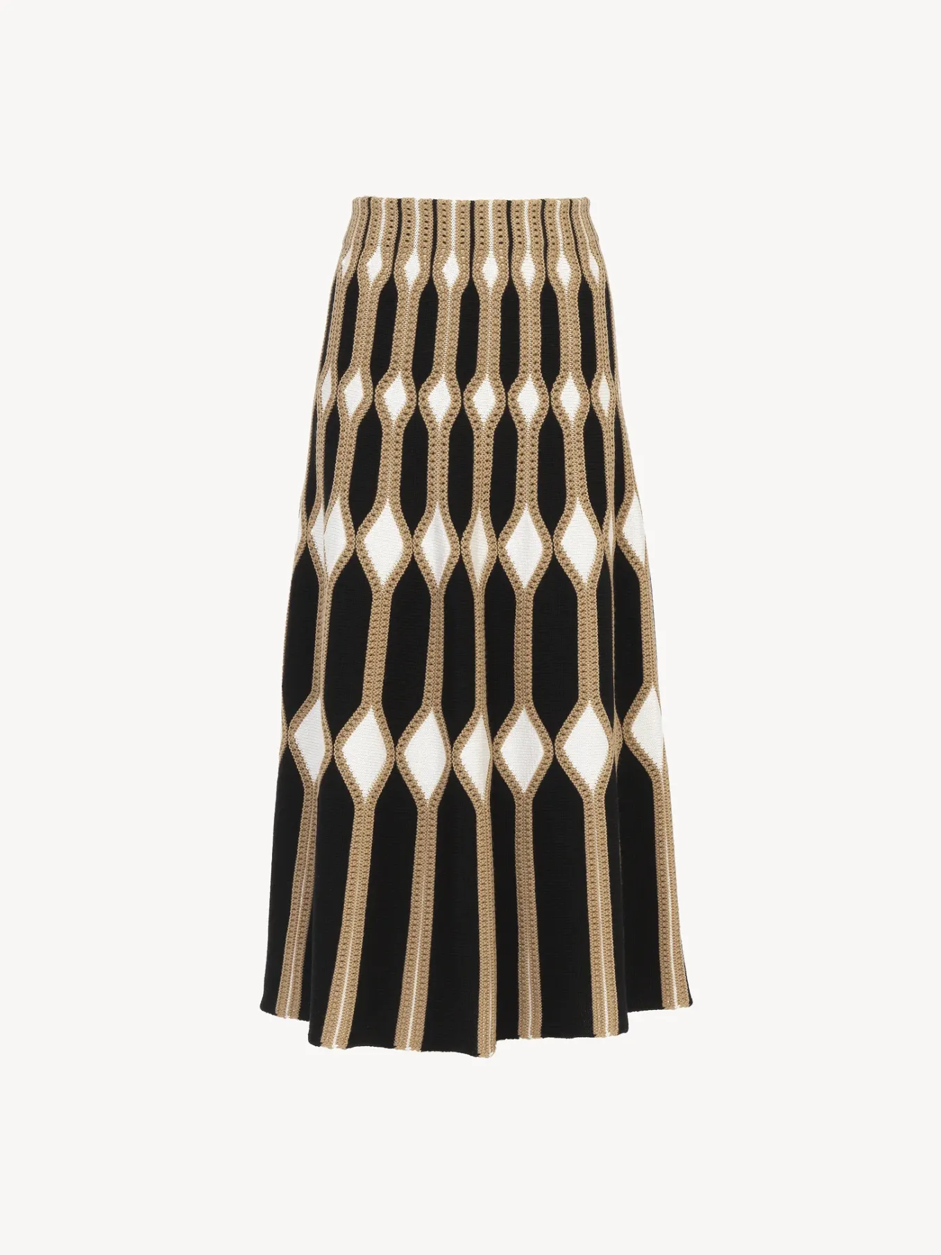 Maille-Chloé Jupe Midi Evasee Desertic Brown