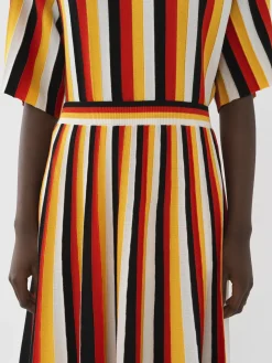 Maille-Chloé Jupe Midi Evasee Multicolor Orange 1