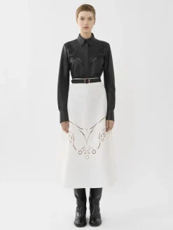Jupes-Chloé Jupe Midi Evasee Iconic Milk