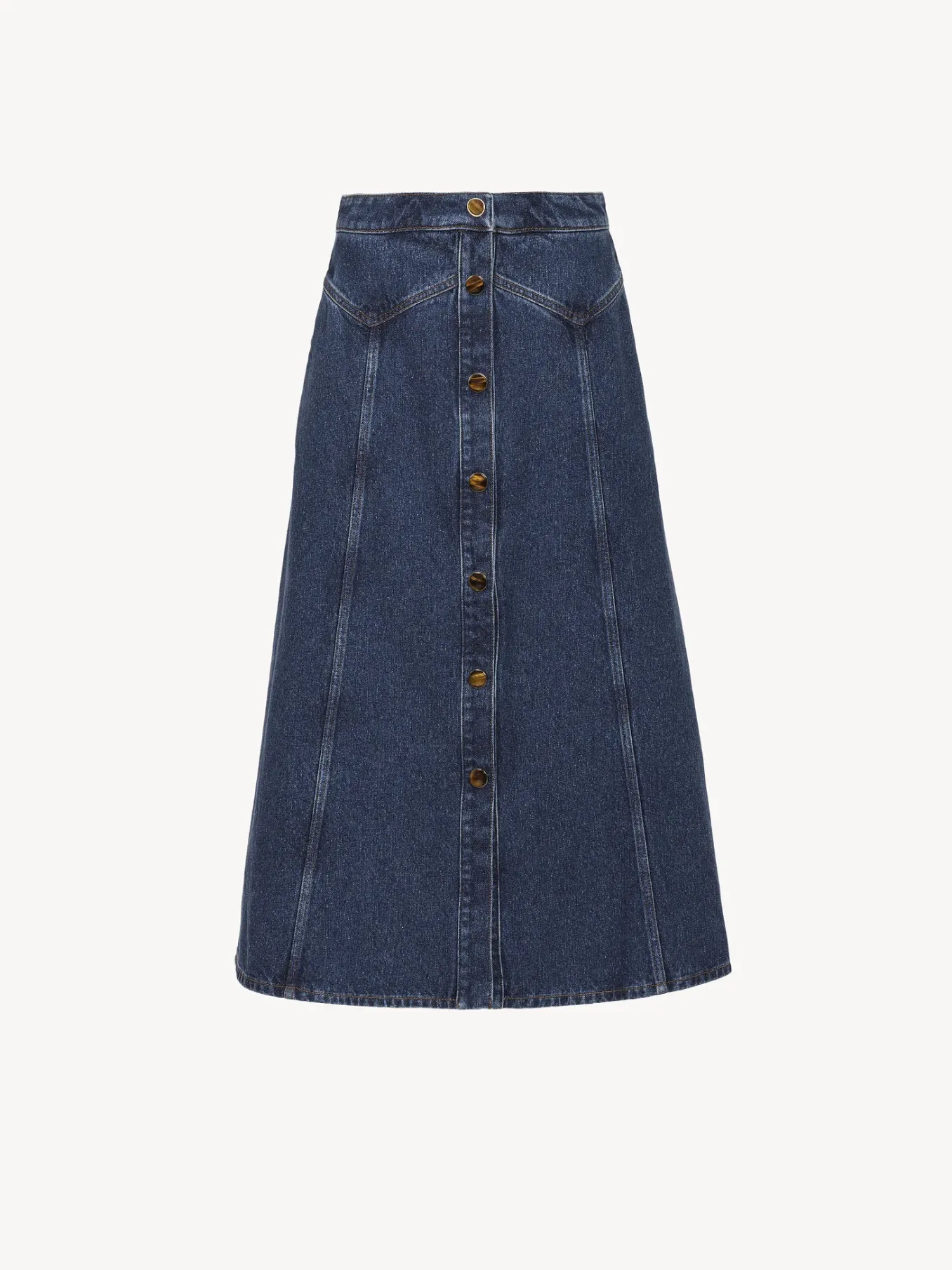 Denim-Chloé Jupe Midi Evasee Faded Denim
