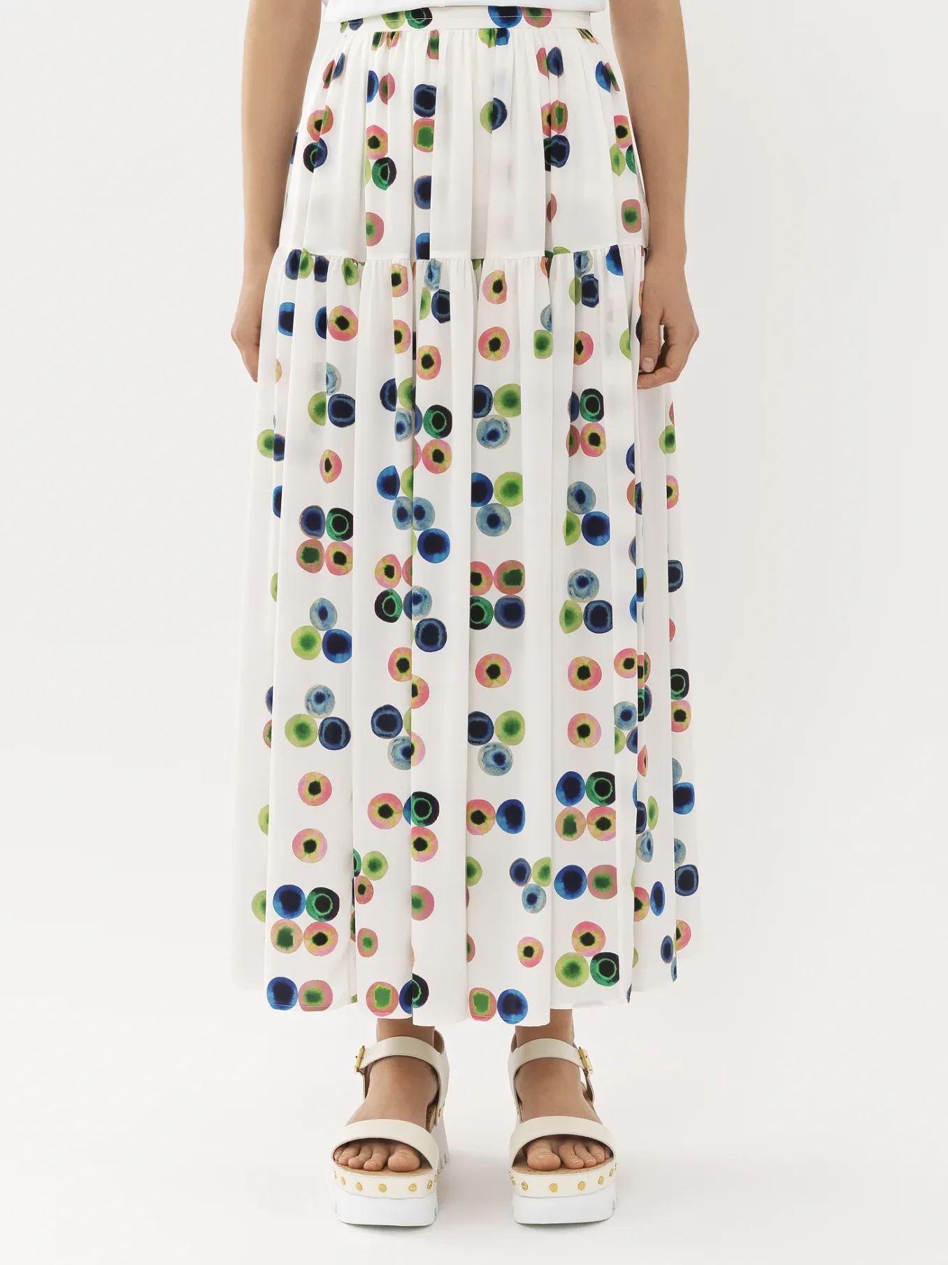 Jupes-Chloé Jupe Midi Froncee Multicolor 1