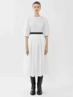 Jupes-Chloé Jupe Midi Froncee Blanc
