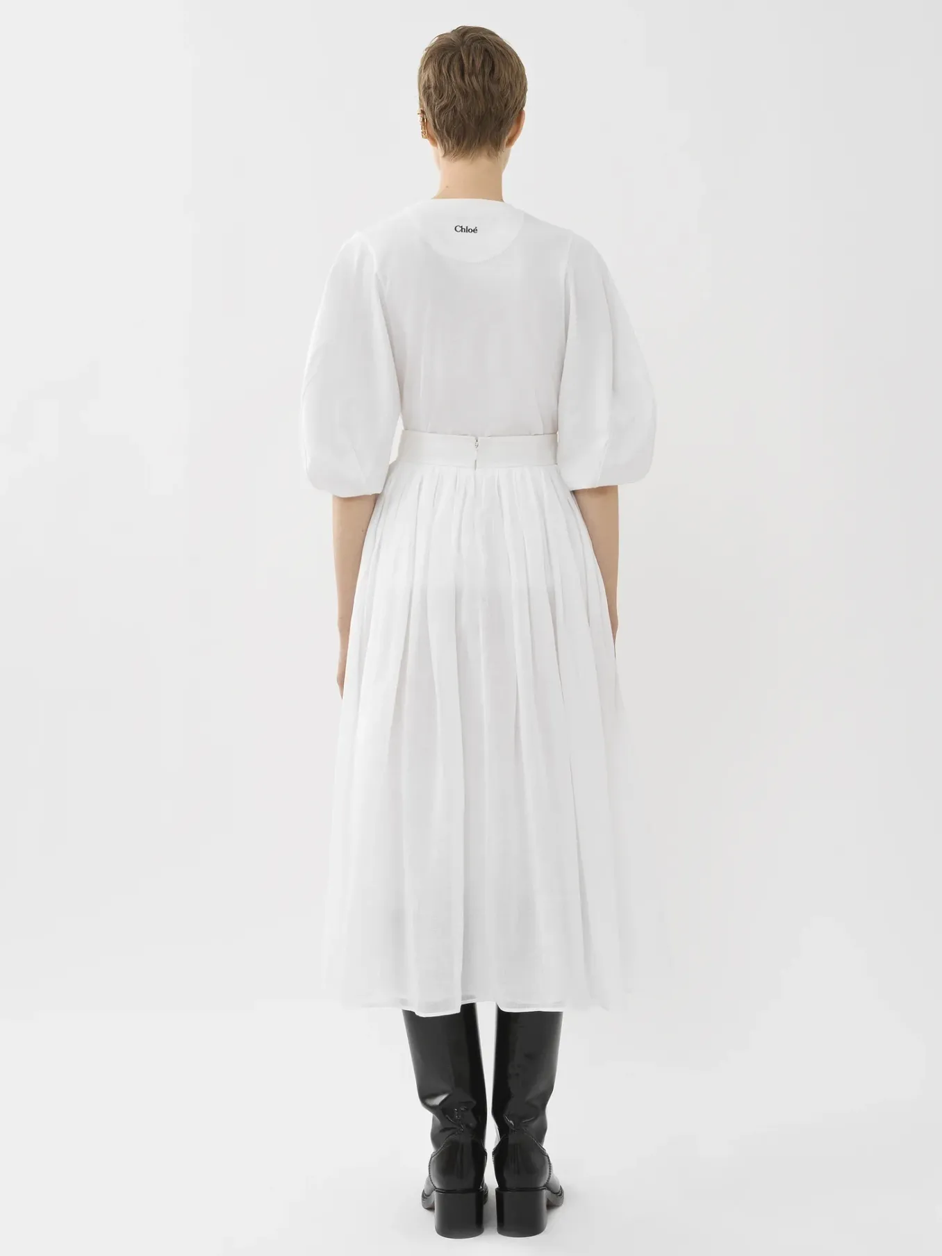 Jupes-Chloé Jupe Midi Froncee Blanc