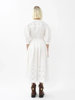 Jupes-Chloé Jupe Midi Froncee Iconic Milk