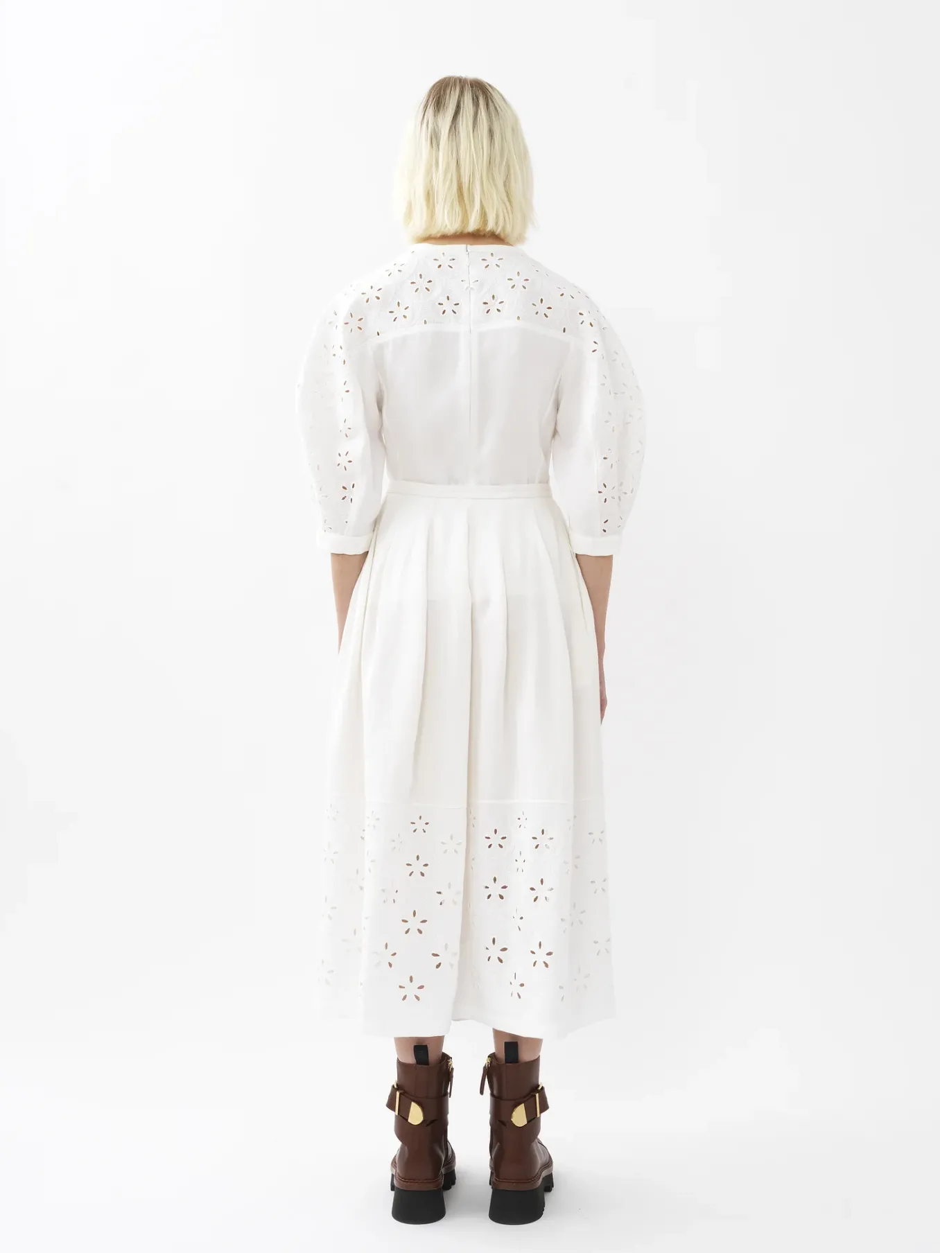 Jupes-Chloé Jupe Midi Froncee Iconic Milk