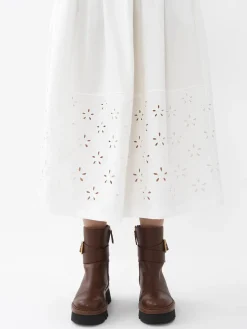 Jupes-Chloé Jupe Midi Froncee Iconic Milk