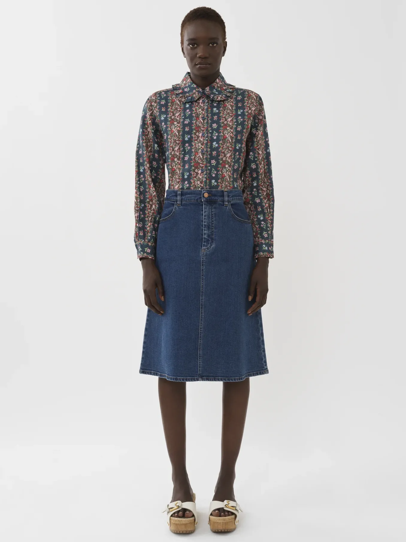 Vêtements-Chloé Jupe Trapeze Deep Denim