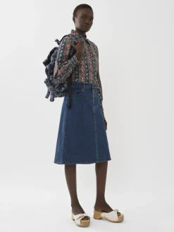 Vêtements-Chloé Jupe Trapeze Deep Denim