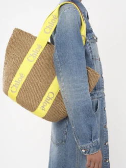 Sacs Cabas-Chloé Large Panier Woody Yellow - Beige 1