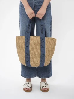 Sacs Cabas-Chloé Large Panier Woody Denim
