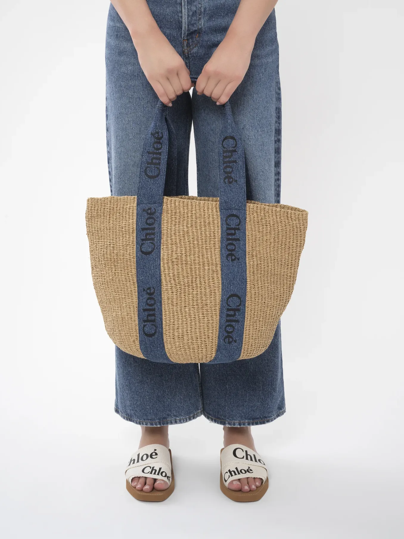 Sacs Cabas-Chloé Large Panier Woody Denim