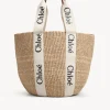 Sacs Cabas-Chloé Large Panier Woody Blanc