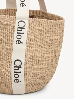 Sacs Cabas-Chloé Large Panier Woody Blanc