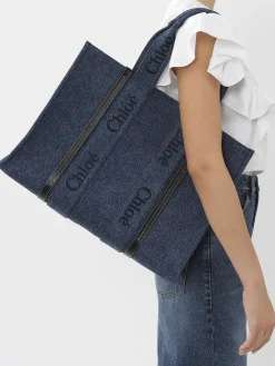 Sacs Cabas-Chloé Large Sac Cabas Woody Denim