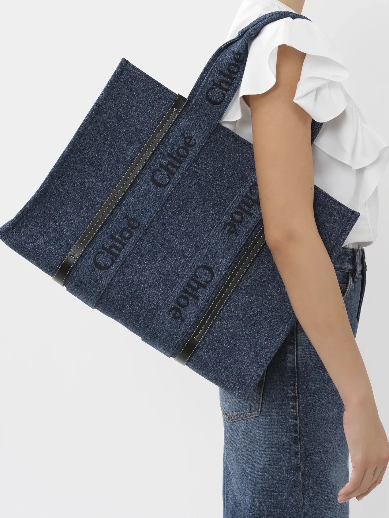 Sacs Cabas-Chloé Large Sac Cabas Woody Denim