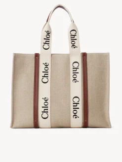 Sacs Cabas-Chloé Large Sac Cabas Woody White - Brown 1