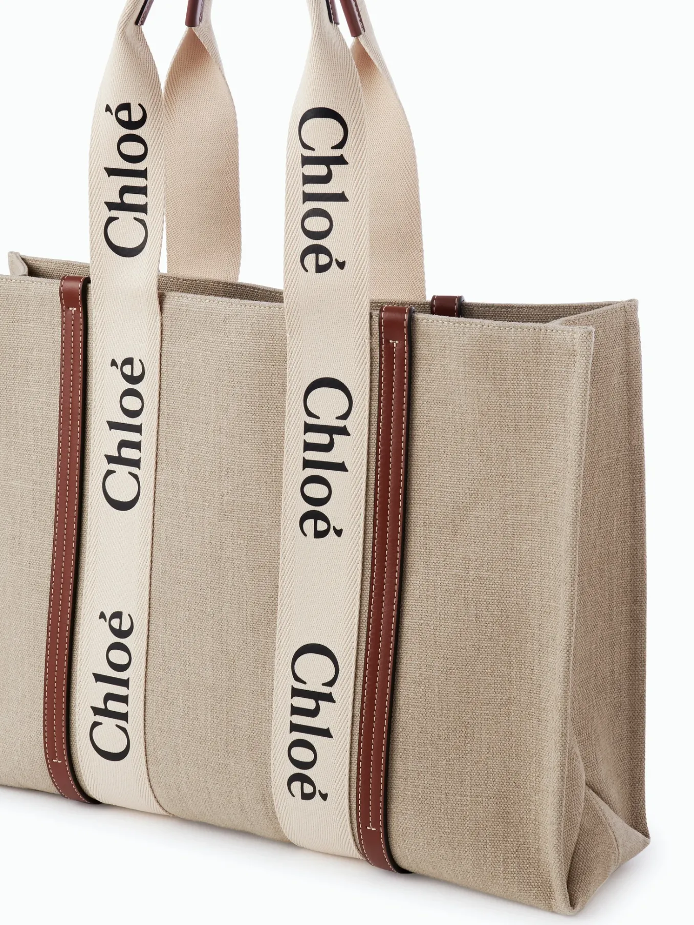 Sacs Cabas-Chloé Large Sac Cabas Woody White - Brown 1