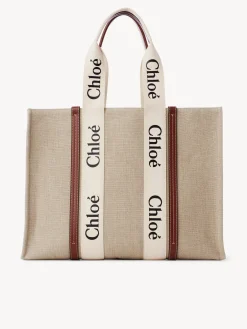 Sacs Cabas-Chloé Large Sac Cabas Woody White - Brown 1