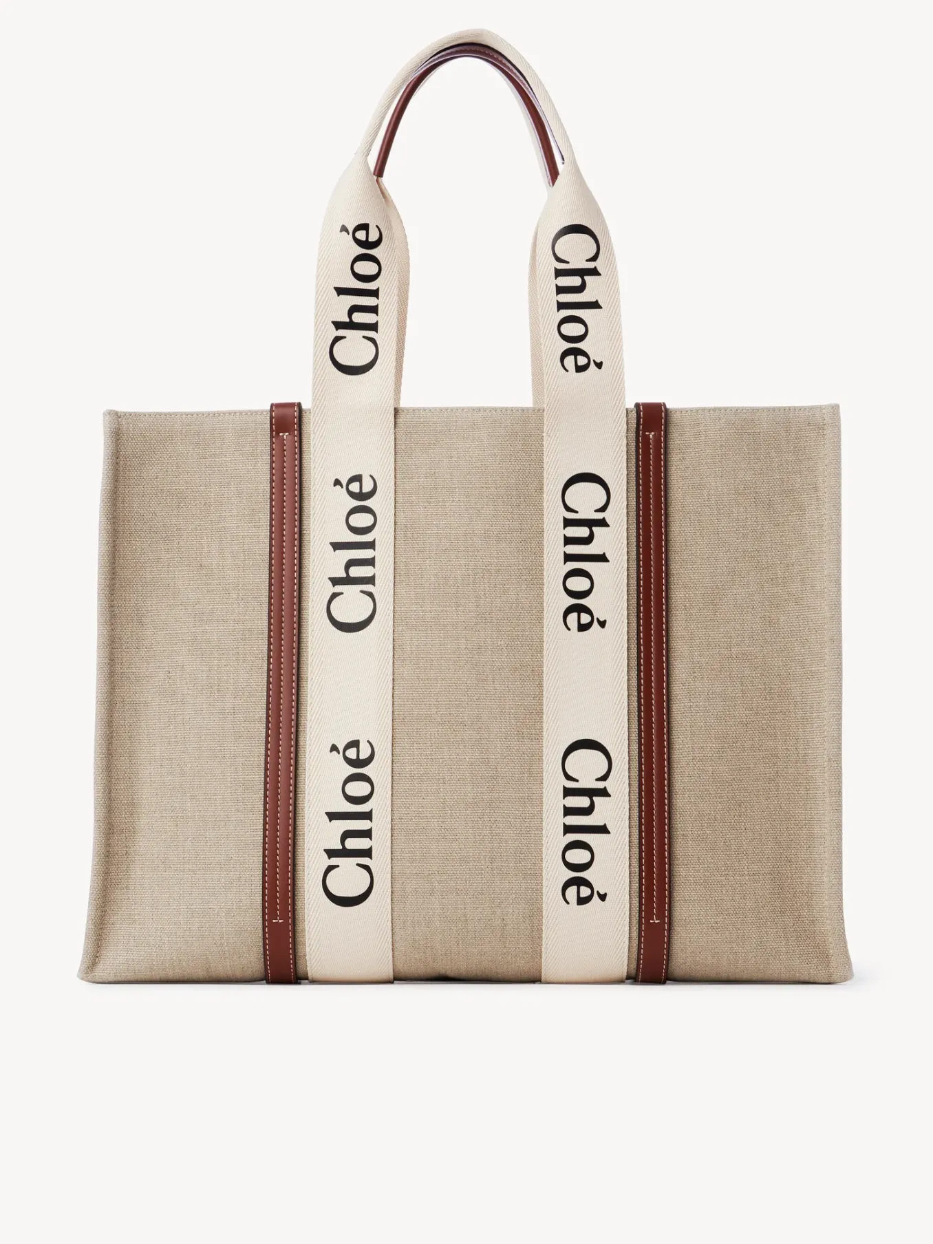 Sacs Cabas-Chloé Large Sac Cabas Woody White - Brown 1
