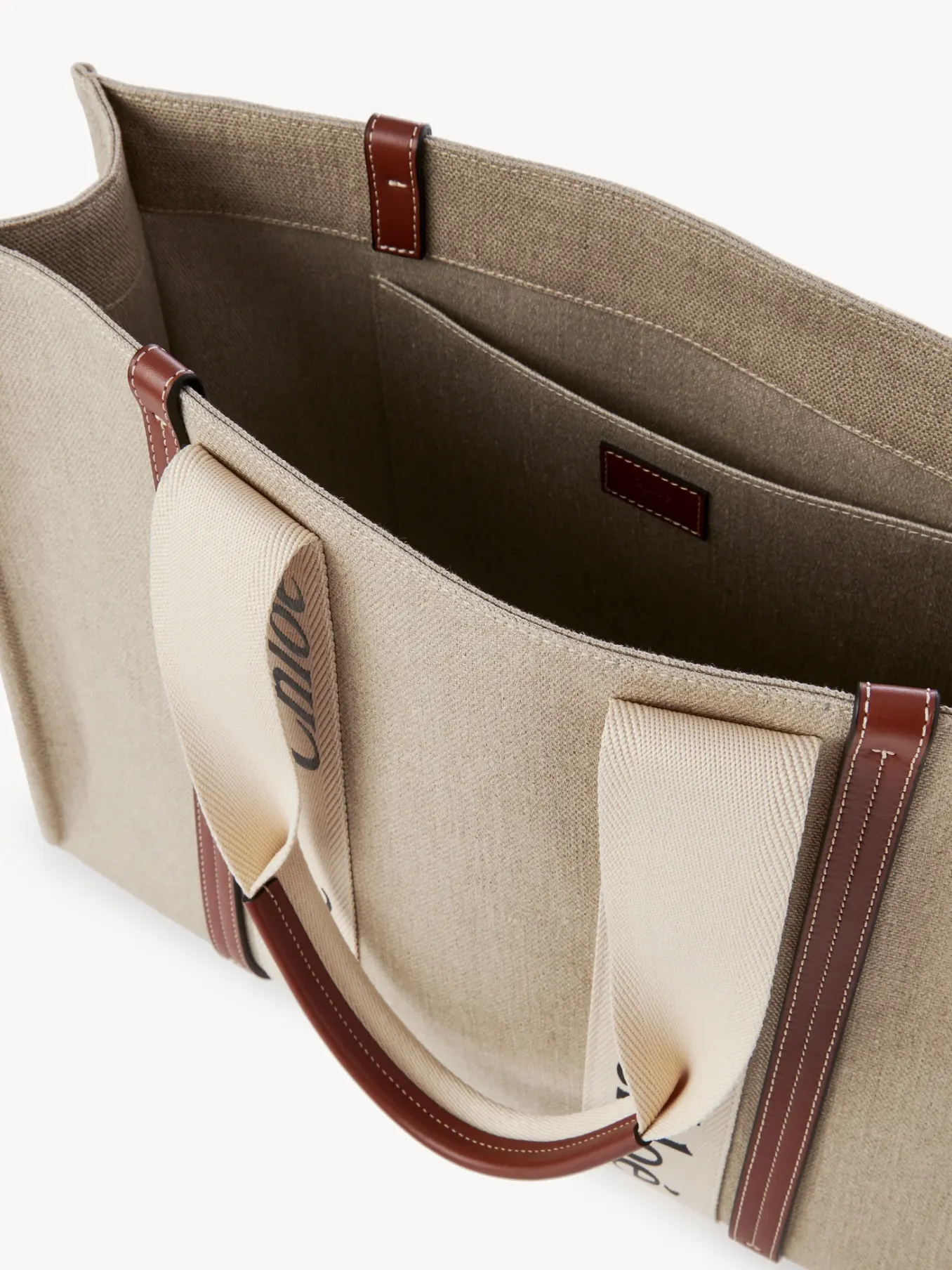 Sacs Cabas-Chloé Large Sac Cabas Woody White - Brown 1