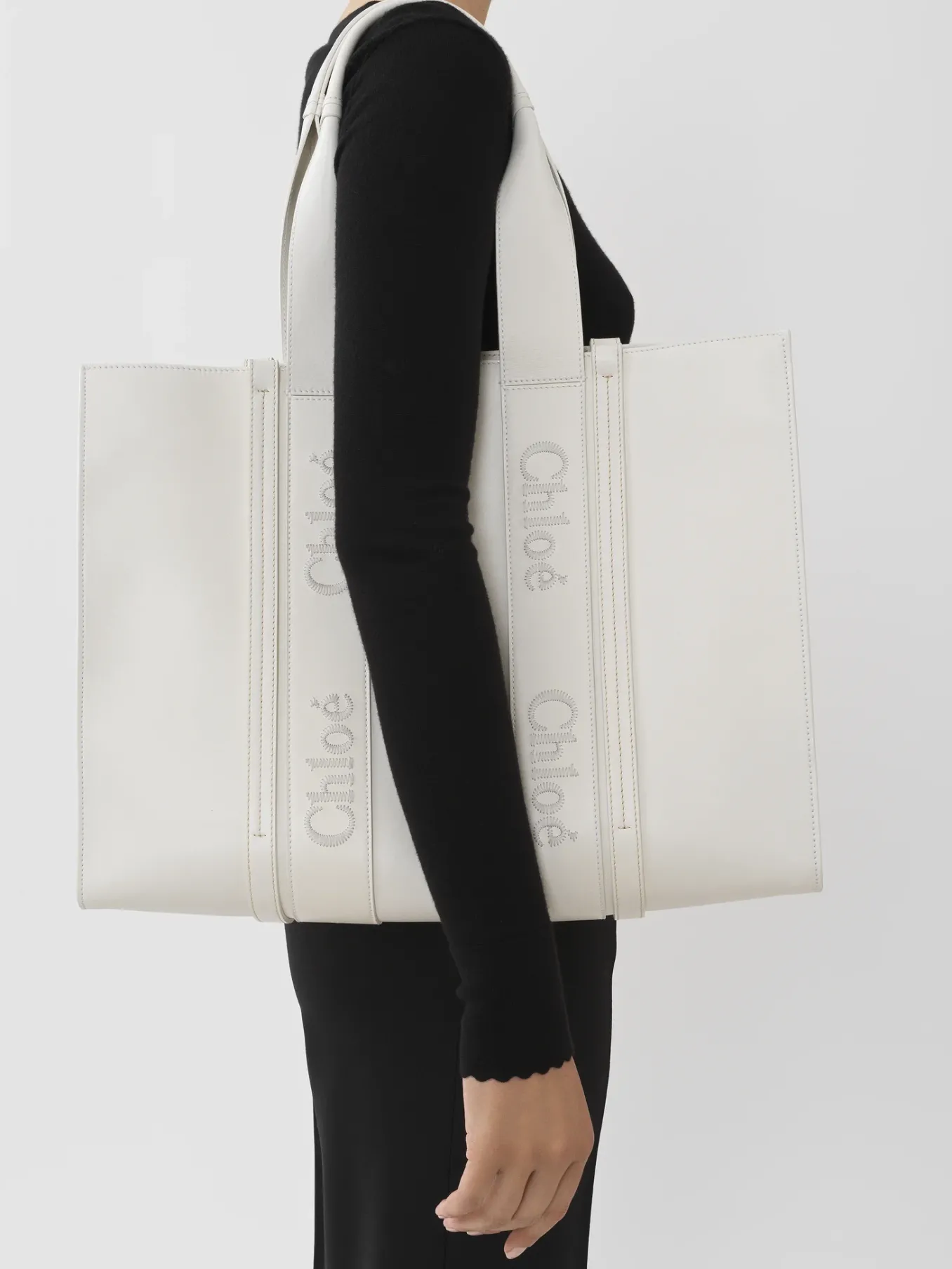 Sacs Cabas-Chloé Large Sac Cabas Woody Blanc