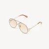 Lunettes De Soleil-Chloé Lunettes De Soleil Austine Gold/Gradient Pink