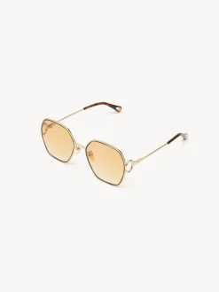 Lunettes De Soleil-Chloé Lunettes De Soleil Austine Petite Gold/Havana/Brown Lens