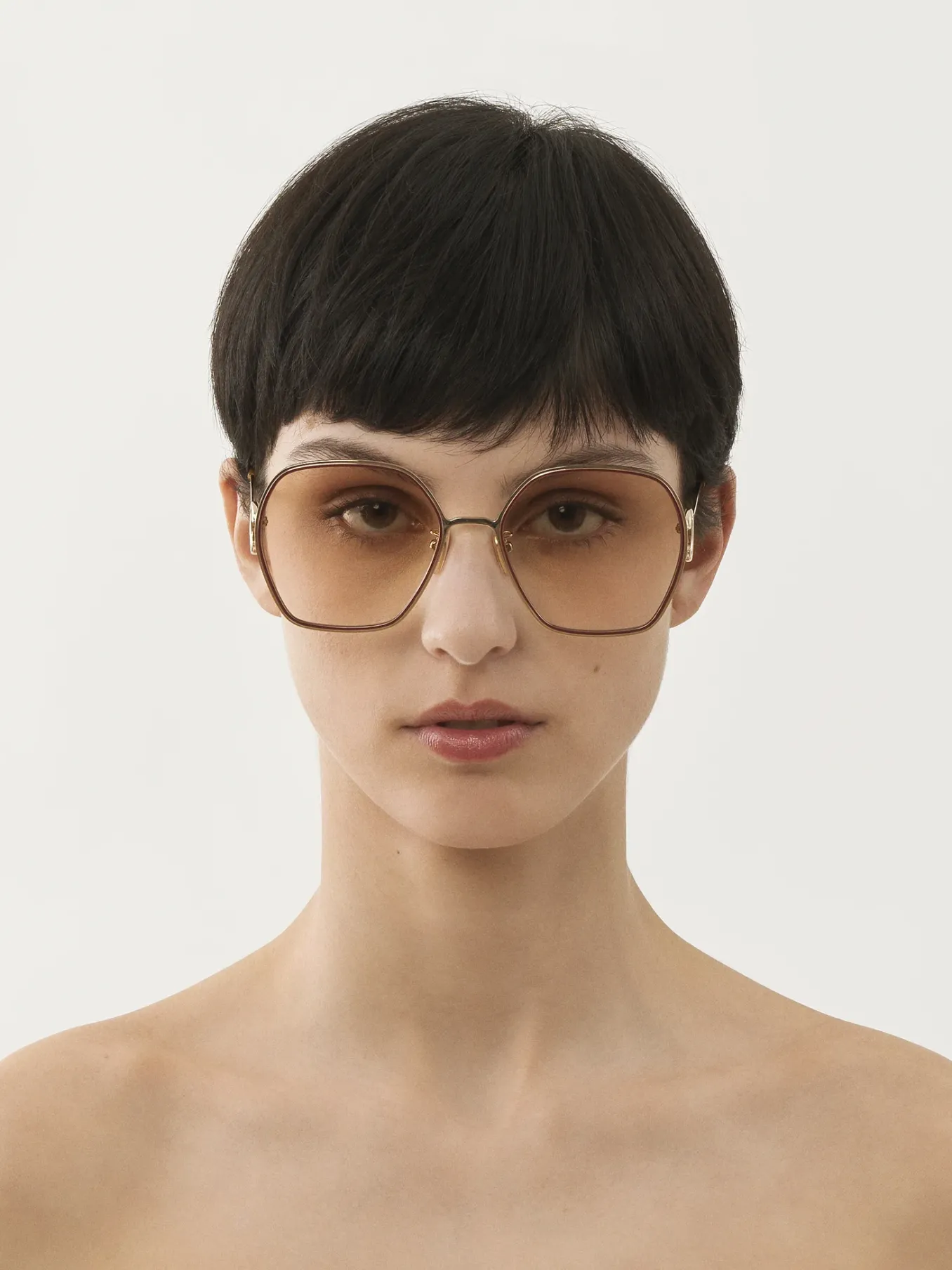 Lunettes De Soleil-Chloé Lunettes De Soleil Austine Petite Gold/Gradient Pink