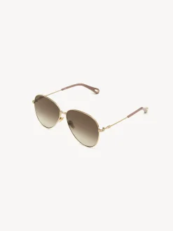 Lunettes De Soleil-Chloé Lunettes De Soleil Faith Gold/Gradient Brown
