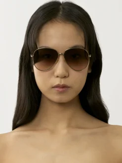 Lunettes De Soleil-Chloé Lunettes De Soleil Faith Gold/Gradient Brown