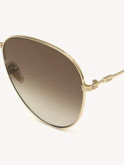 Lunettes De Soleil-Chloé Lunettes De Soleil Faith Gold/Gradient Brown
