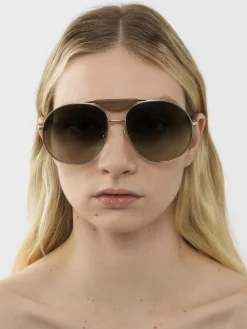 Lunettes De Soleil-Chloé Lunettes De Soleil Pilotes Melia Gradient Green/Brown