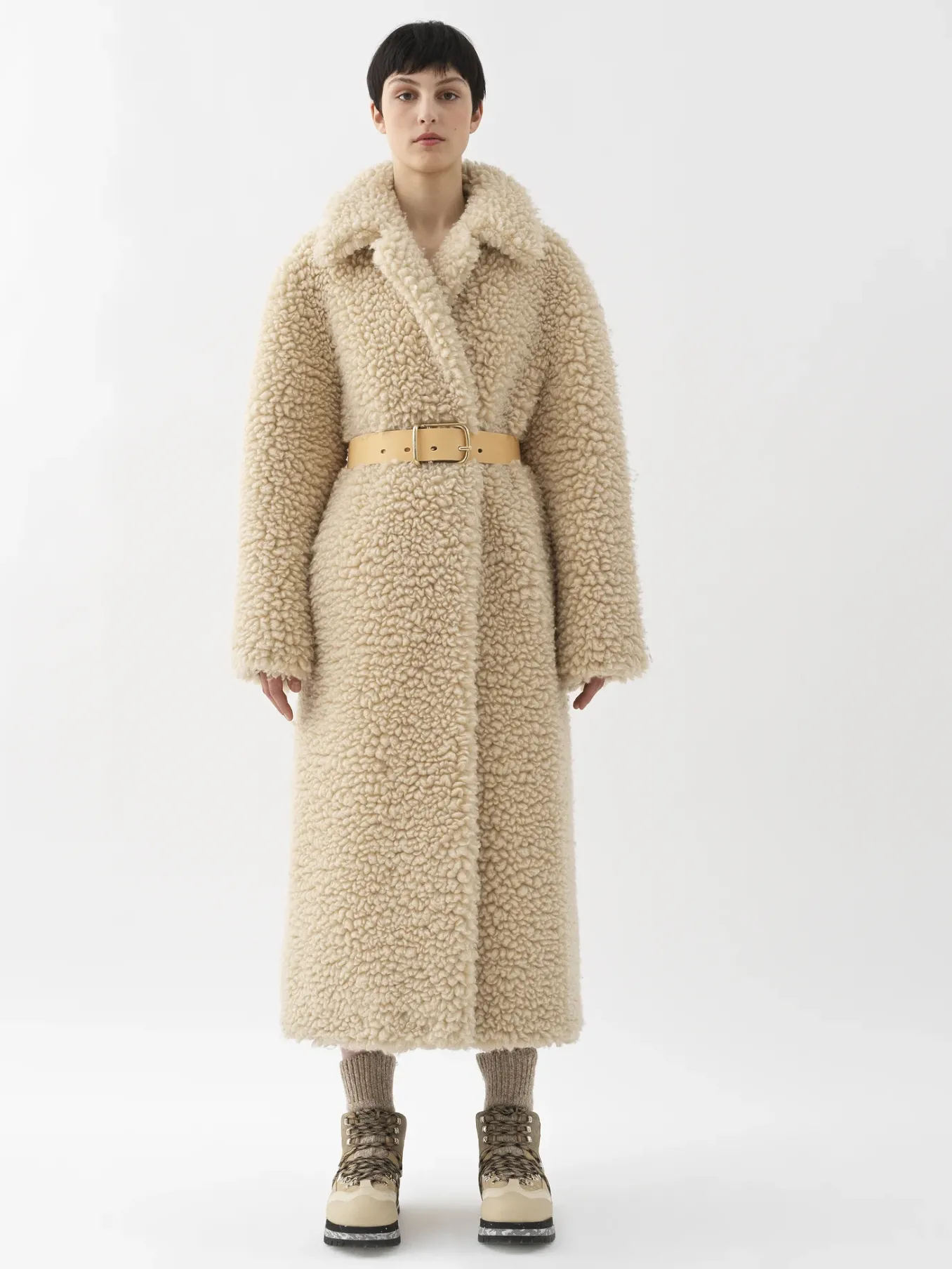 Manteaux-Chloé Manteau Cocon Ceinture Soften Brown