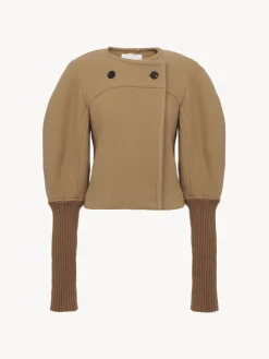 Manteaux-Chloé Manteau Court Manches Arrondies Worn Brown