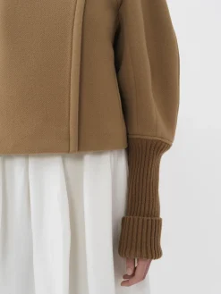 Manteaux-Chloé Manteau Court Manches Arrondies Worn Brown