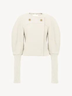 Manteaux-Chloé Manteau Court Manches Arrondies Seedpearl Beige