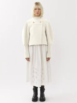 Manteaux-Chloé Manteau Court Manches Arrondies Seedpearl Beige