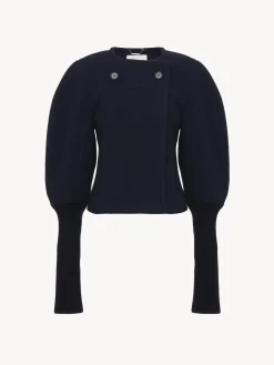 Manteaux-Chloé Manteau Court Manches Arrondies Evening Blue