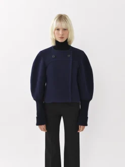 Manteaux-Chloé Manteau Court Manches Arrondies Evening Blue