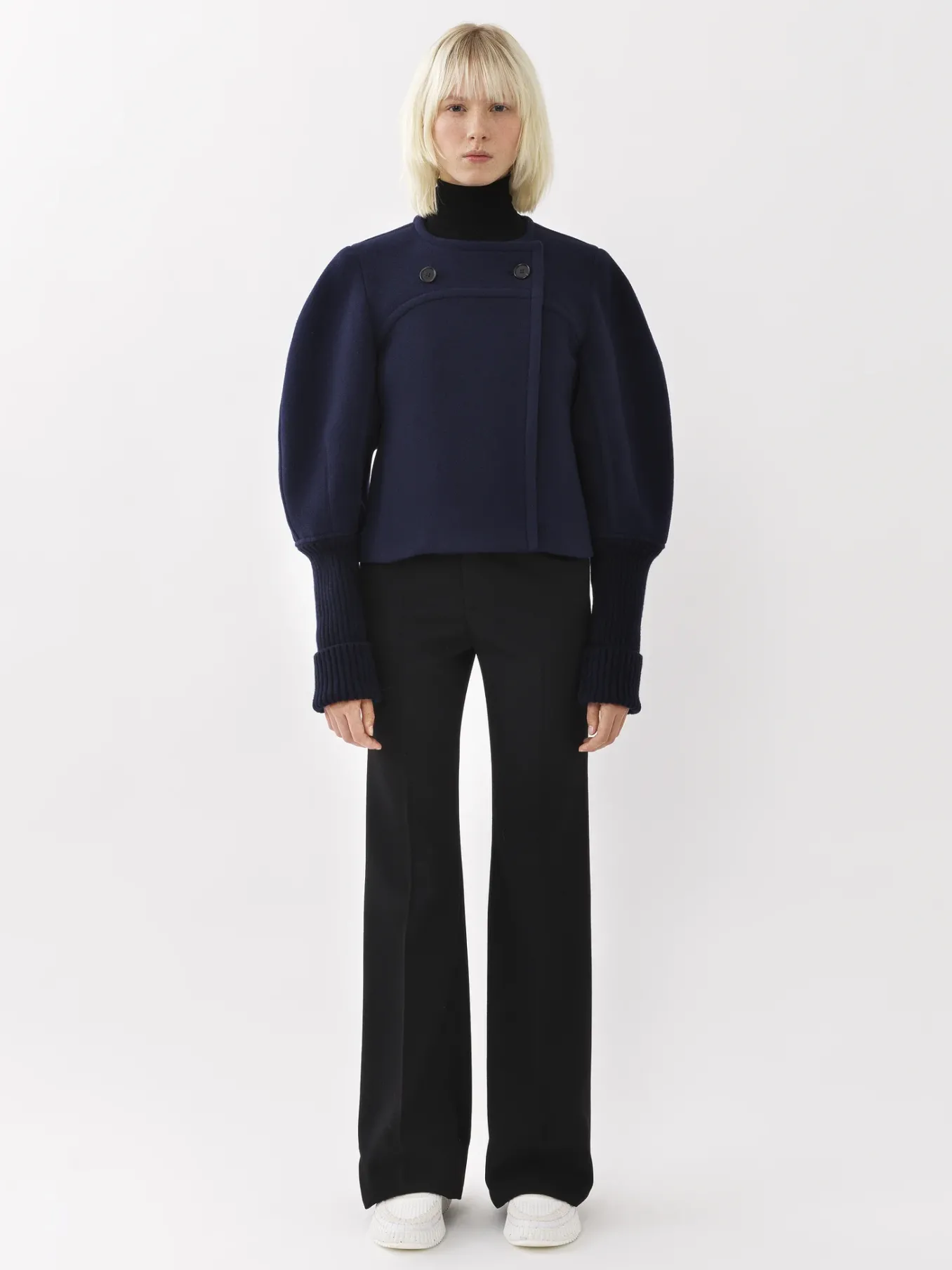 Manteaux-Chloé Manteau Court Manches Arrondies Evening Blue