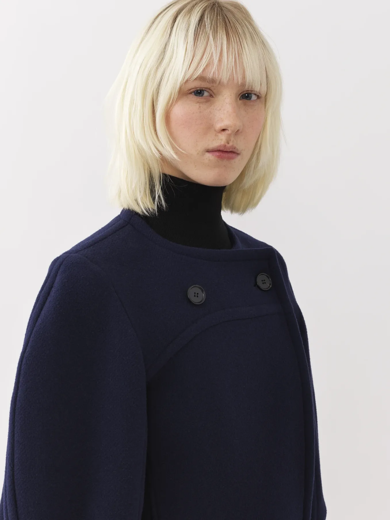 Manteaux-Chloé Manteau Court Manches Arrondies Evening Blue