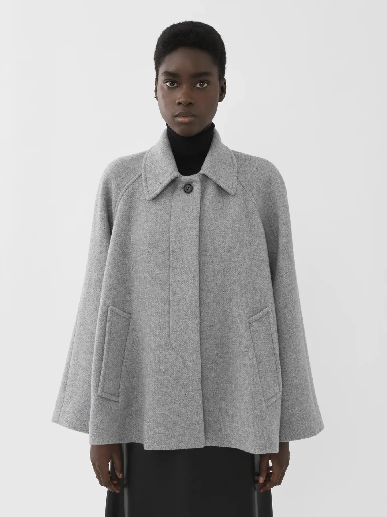 Vestes-Chloé Manteau Court Style Cape Cosy Grey