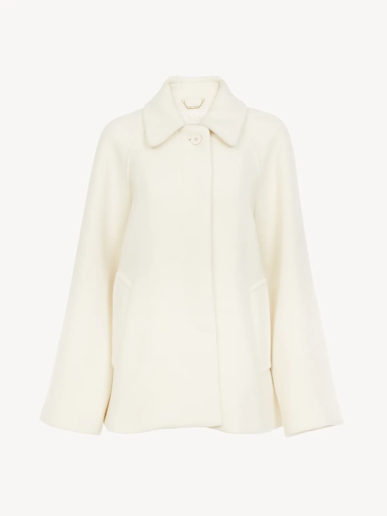 Vestes-Chloé Manteau Court Style Cape Eden White