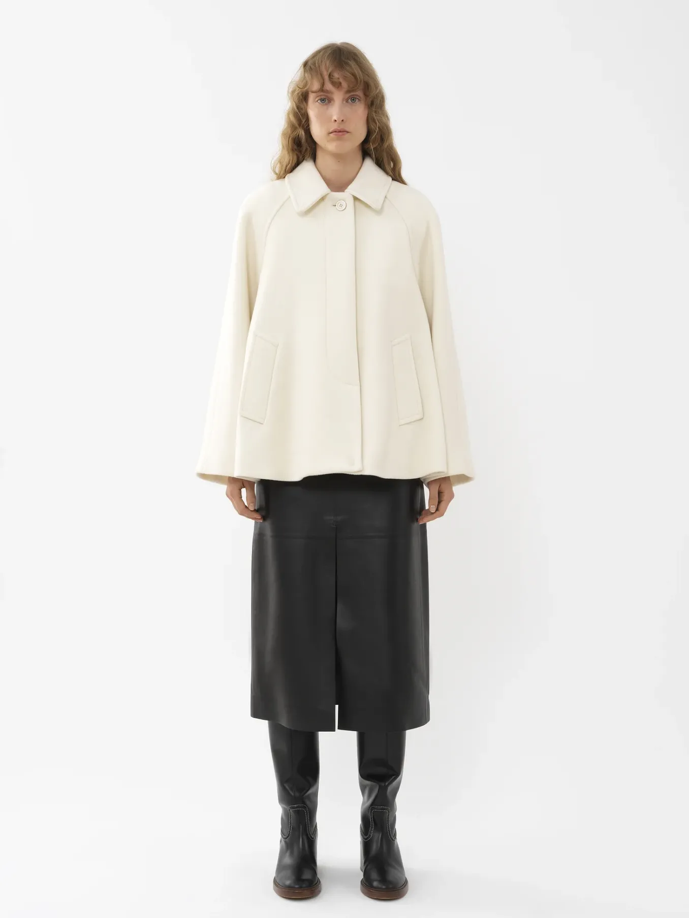 Vestes-Chloé Manteau Court Style Cape Eden White