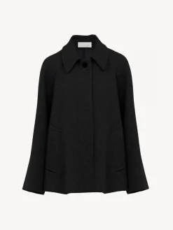 Vestes-Chloé Manteau Court Style Cape Noir