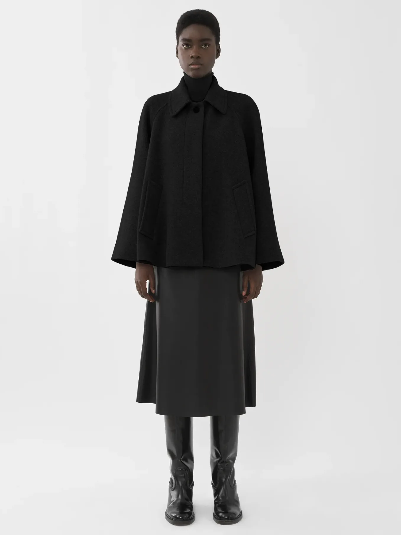 Vestes-Chloé Manteau Court Style Cape Noir
