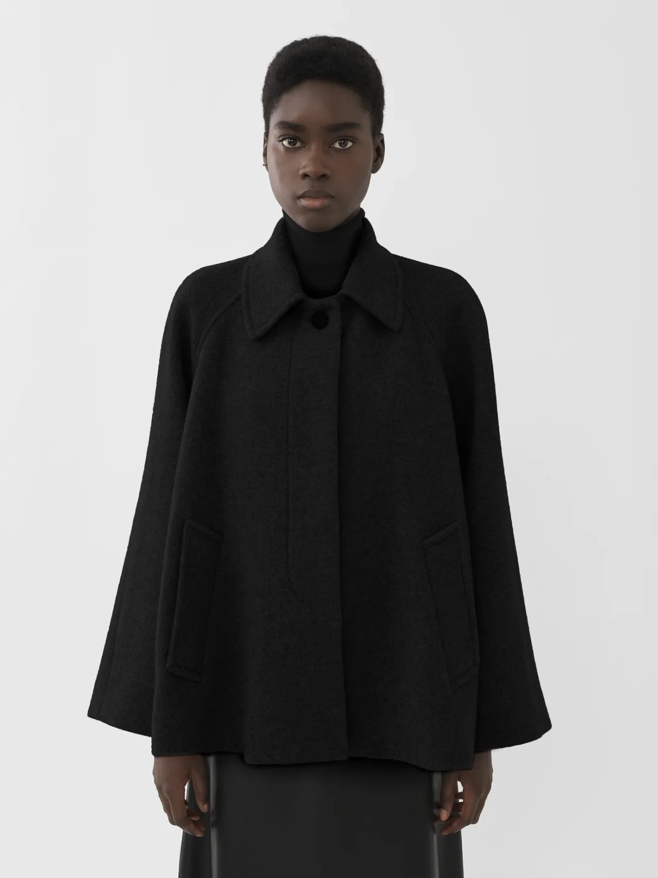 Vestes-Chloé Manteau Court Style Cape Noir